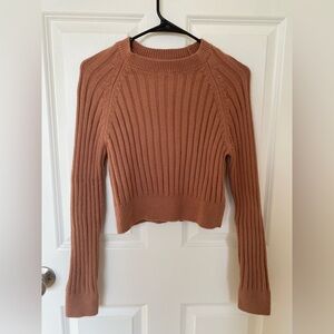 She + Sky Ribbed Knit Cropped Sweater